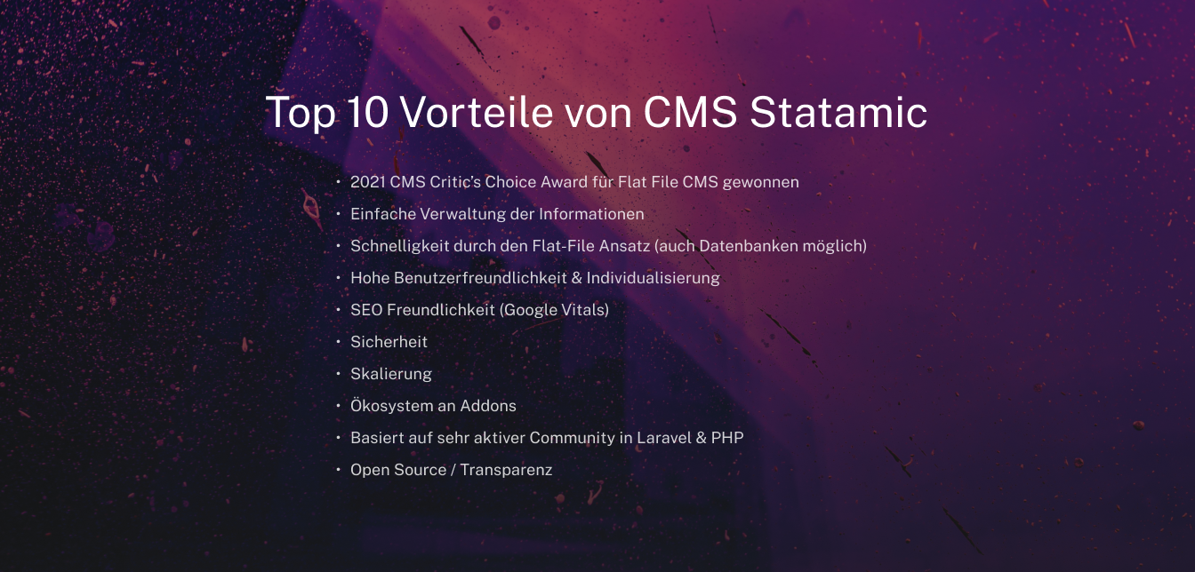 Top 10 Vorteile des CMS Statamic