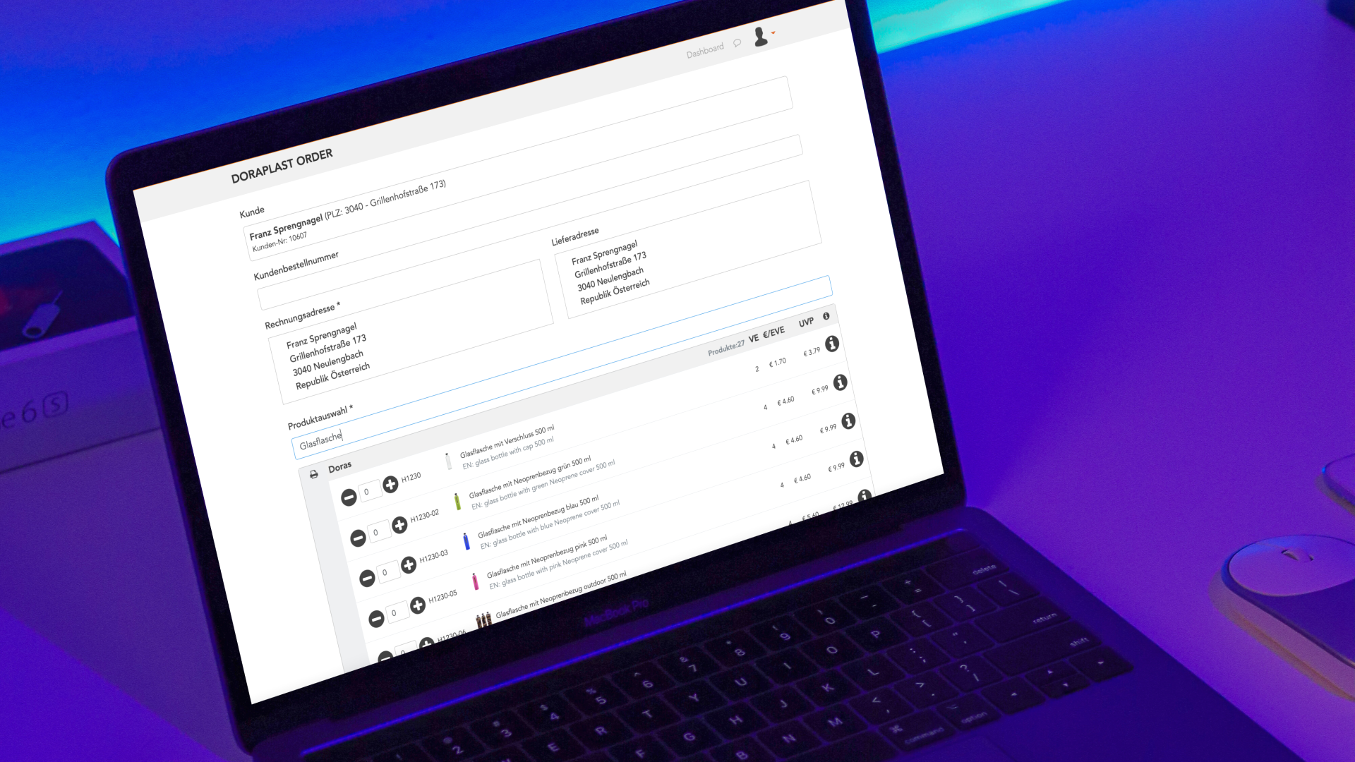 Für doraplast entwickelte die Web Agentur Sushi Dev eine Laravel und Angular Web App