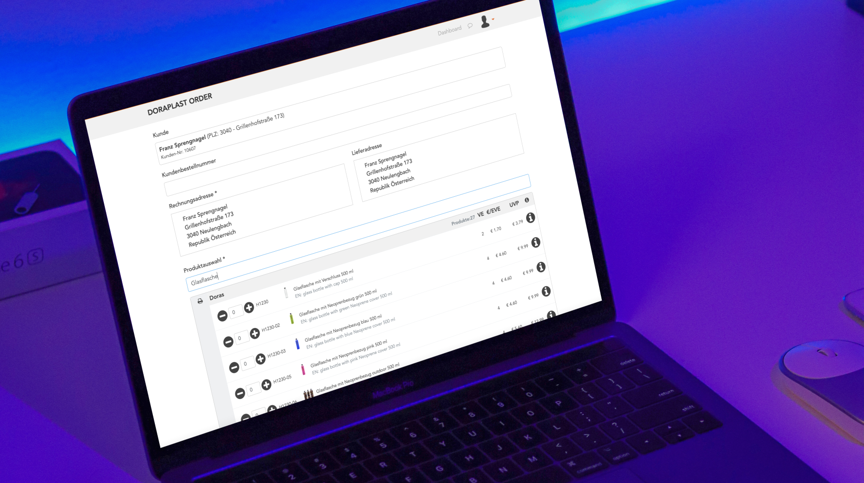 Für doraplast entwickelte die Web Agentur Sushi Dev eine Laravel und Angular Web App