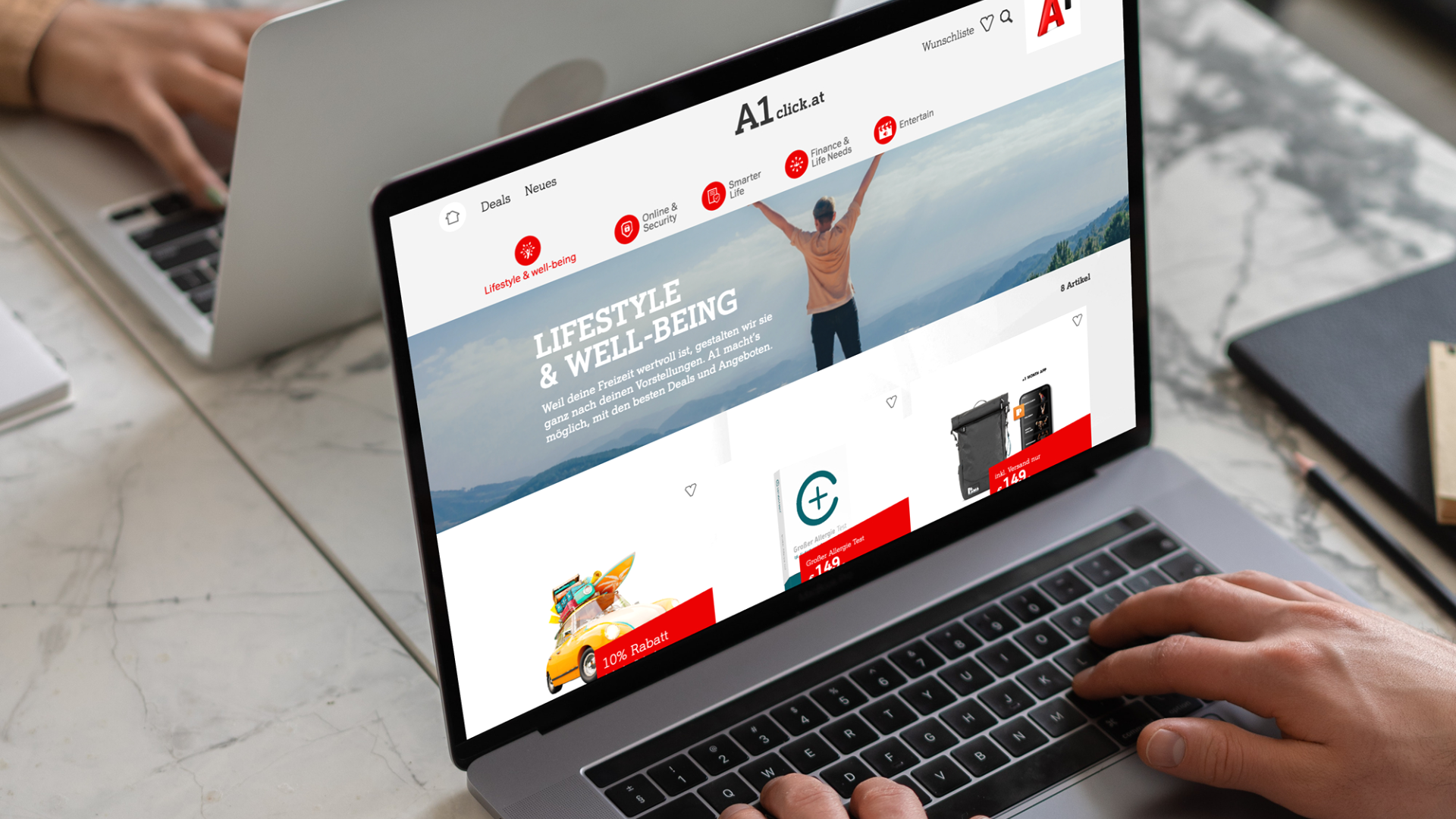 Ein Mockup der neuen A1 Click Website, welche auf dem CMS Statamic basiert