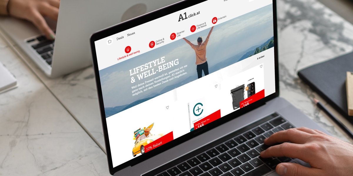 Ein Mockup der neuen A1 Click Website, welche auf dem CMS Statamic basiert